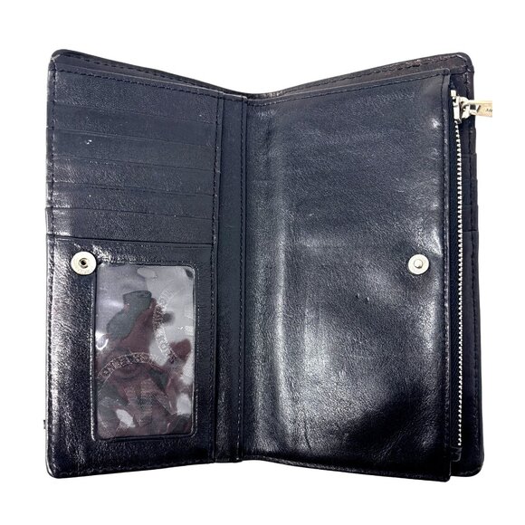 Michael Kors Aster Studded Wallet Bifold Checkbook Black Smooth Leather EUC - Picture 2 of 9